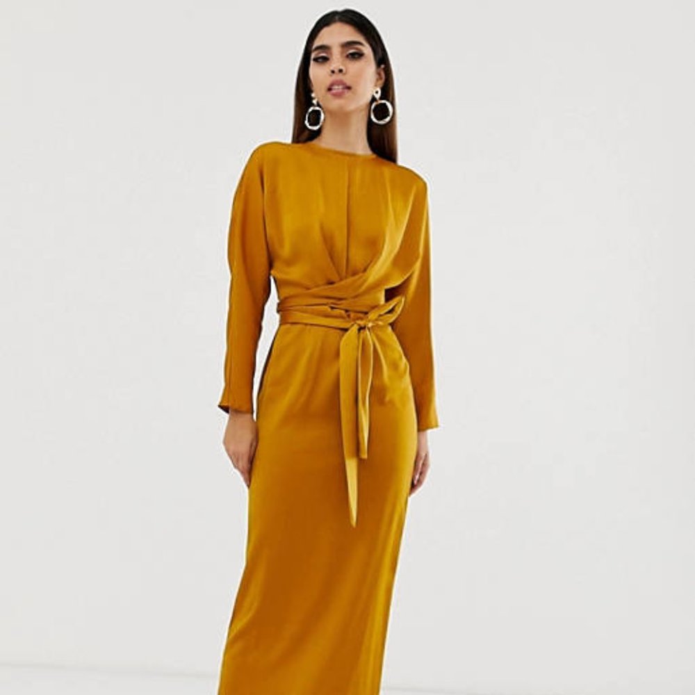 ASOS maxi dress with batwing sleeve wrap waist
